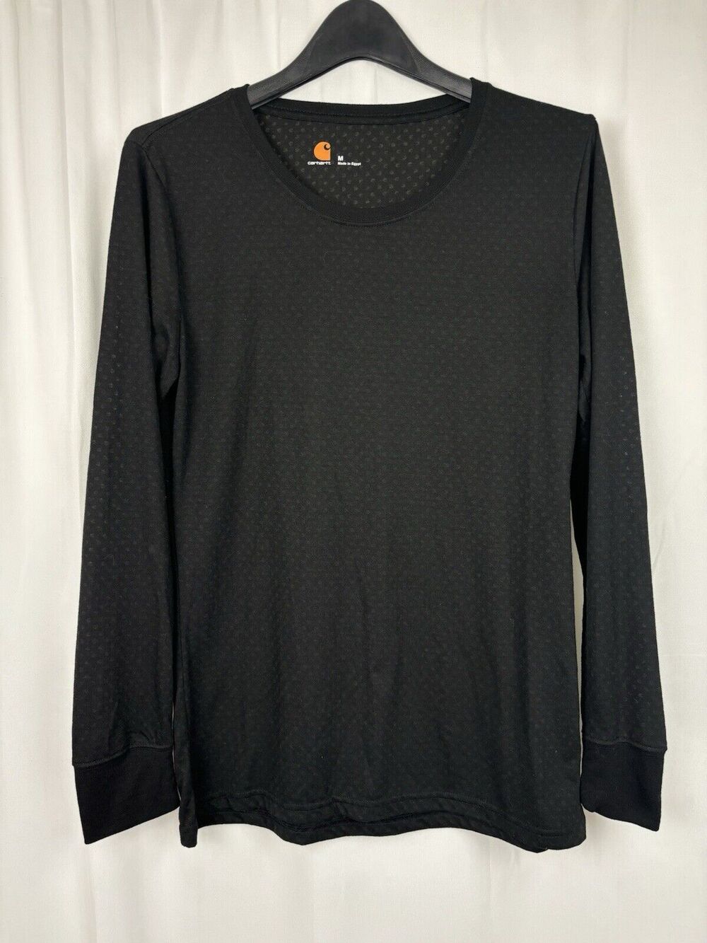 Carhartt Black Long Sleeve Burnout Jersey T- Shirt Checkered Round Neck Size M